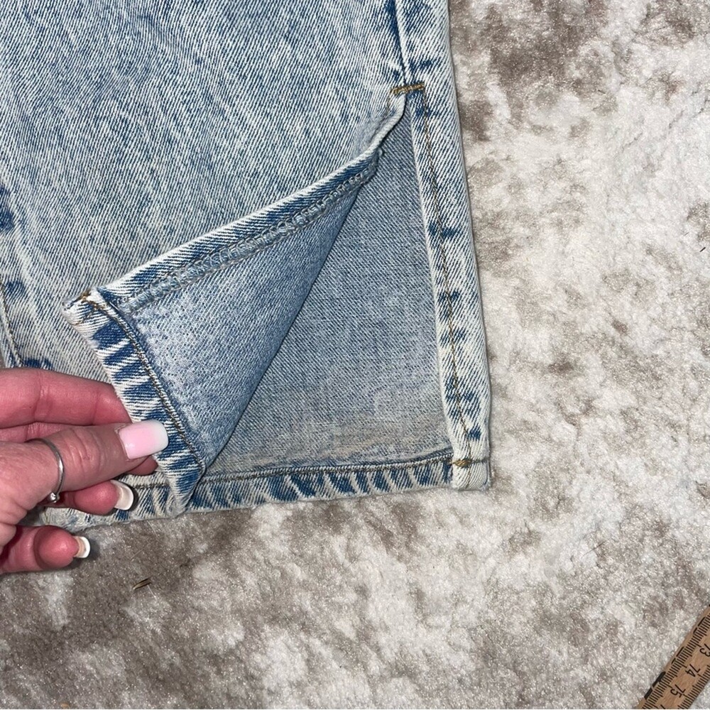 Nasty Gal jeans Split Hem Distressed Straight Leg Jeans US SZ 10 distressed acid - Picture 8 of 12